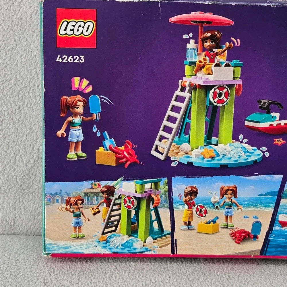 LEGO Friends NIB with Wear 42623 Beach Water Scooter Lifeguard Tower Building